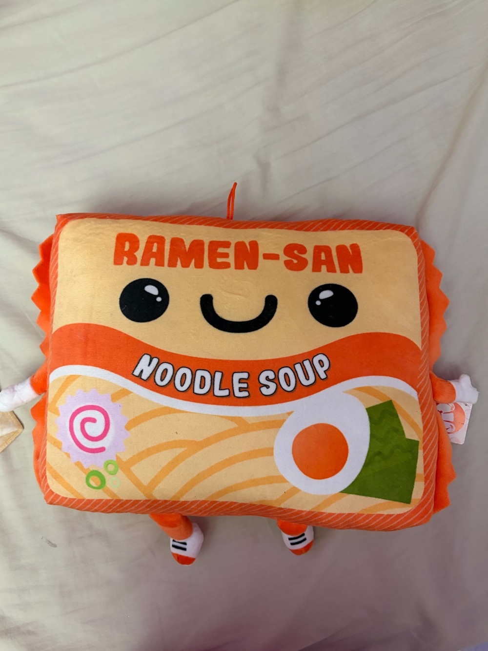 Ramen-San Orange Plush Noodle Soup Pillow - Kids Accessory